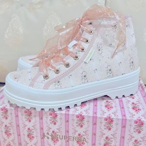 LoveShackFancy x Superga high top lug sole sneakers sz 7.5/ 38